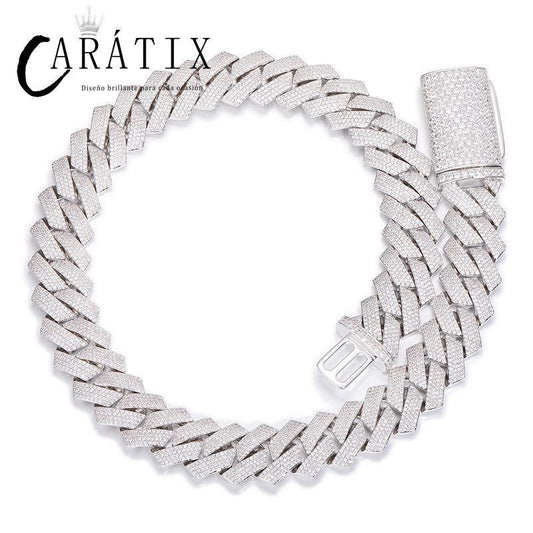 CARÁTIX 20mm 4-Row Rhombus Cuban Chain | CZ Iced Out Miami Link Hip Hop Necklace for Men - CaratixJewelry