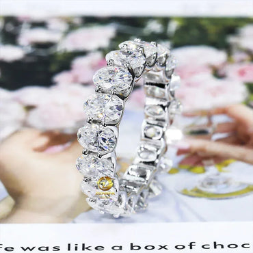 VVS Oval Moissanite Ring | S925 Silver Unisex Iced Out Hip Hop Fashion Jewelry - CaratixJewelry