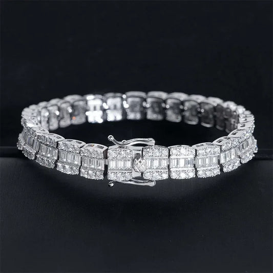 8.5mm VVS Moissanite Bracelet | 925 Silver Unisex Hip Hop Jewelry - CaratixJewelry