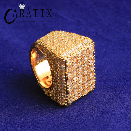 CARÁTIX Rectangle CZ Ring | Plated High Quality Hip Hop Jewelry for Men