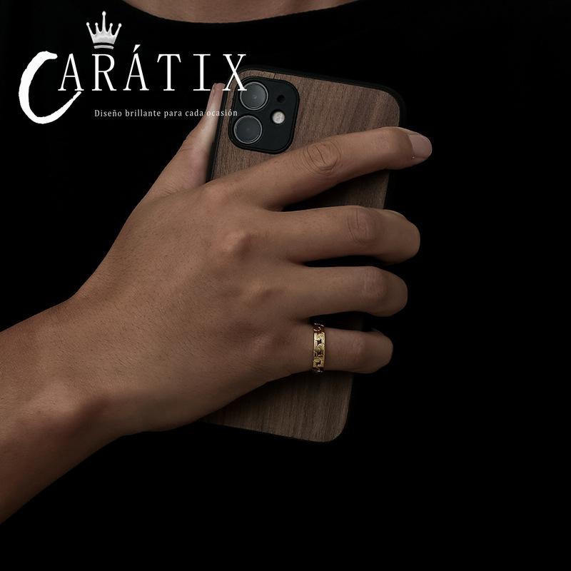 Caratix-New Couple Ring Plated Niche Design Simple Personality Unisex Twist Ring High Quality Hip Hop Ring