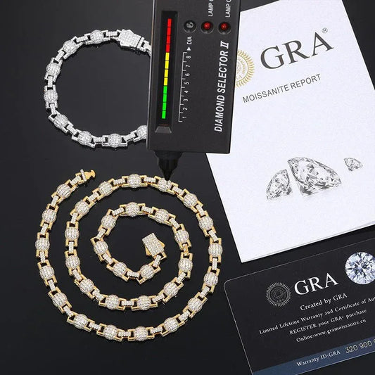 7mm Moissanite Bubble Bead Chain – 925 Sterling Silver Hip Hop Streetwear Necklace - CaratixJewelry