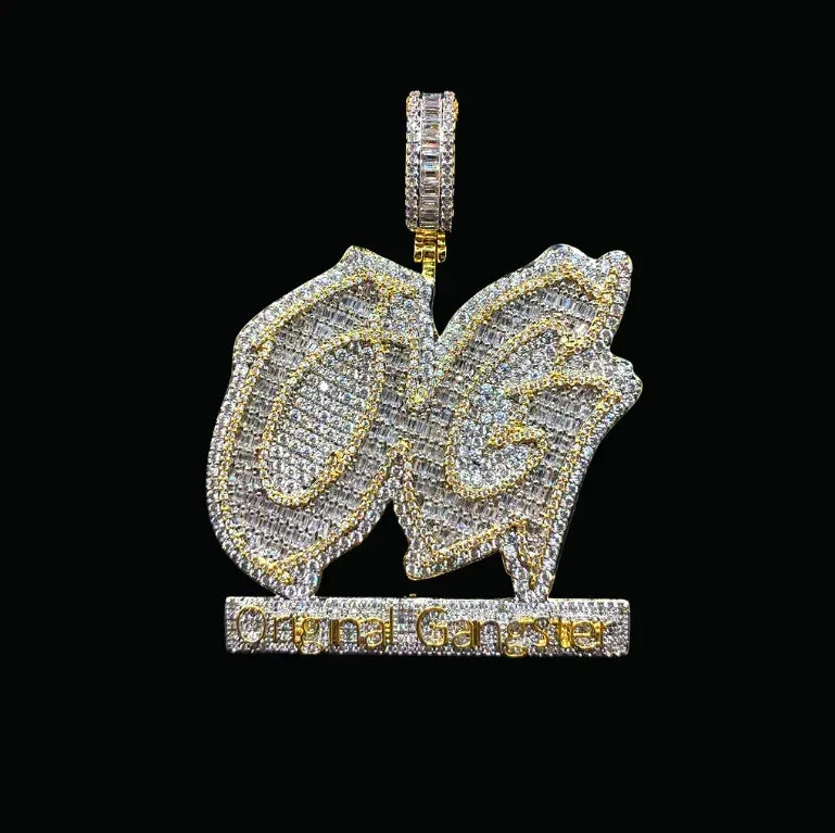 OG Original Gangster Two Tone Iced Out Letter Pendant Necklace – Custom Hip Hop Jewelry for Men - CaratixJewelry