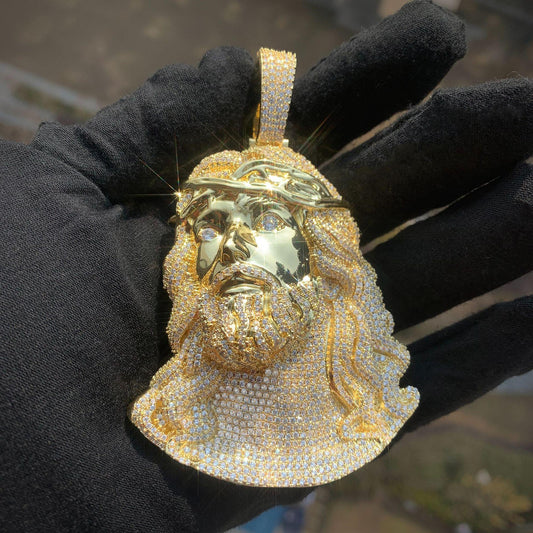 CARÁTIX - Hip Hop Personality Inlaid Zircon Jesus Cuban Link Chain Men's Iced Out Pendant Necklace Fashion Versatile Trend Jewelry Accessories Valentine's Day Gift for Men & Girls & Boys Mothers' Day Gift #Springtok