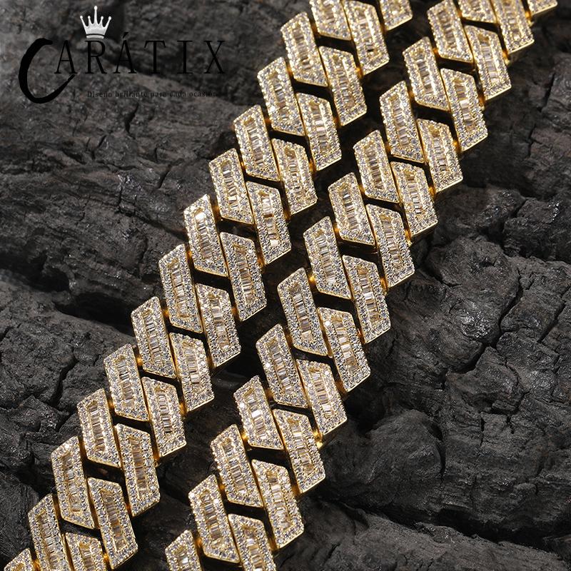 CARÁTIX - 18mm Big Heavy Solid Cuban Link Chain Hip Hop CZ Stone Paved Bling Iced Out Rhombus Curb Choker Necklace for Men Rapper Jewelry Valentine's Day Gift for Men & Girls & Boys Mothers' Day Gift #Springtok