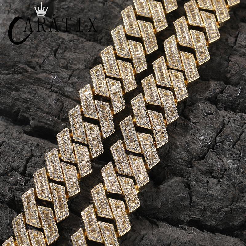 CARÁTIX – 18mm Big Heavy Rhombus Cuban Link Choker Necklace | Iced Out CZ Bling Hip Hop Jewelry for Men & Women, Rapper Street Style - CaratixJewelry