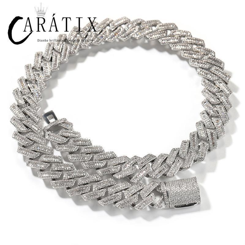 CARÁTIX – 18mm Big Heavy Rhombus Cuban Link Choker Necklace | Iced Out CZ Bling Hip Hop Jewelry for Men & Women, Rapper Street Style - CaratixJewelry