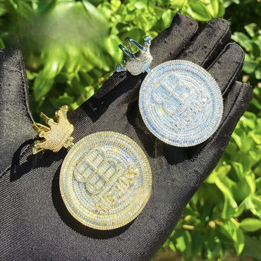 Iced Out "Crown Clasp" Initial Pendant | Men's Punk Hip Hop Letter Necklace - CaratixJewelry