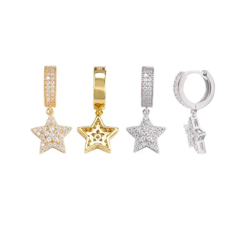 Trendy Hip Hop Star Shape Earrings for Men European Casual - CaratixJewelry
