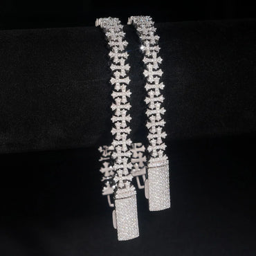 8.5mm Moissanite Cross Cuban Link Bracelet – S925 Sterling Silver Unisex Iced-Out Hip Hop Jewelry - CaratixJewelry