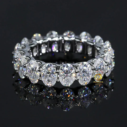 VVS Oval Moissanite Ring | S925 Silver Unisex Iced Out Hip Hop Fashion Jewelry - CaratixJewelry