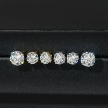 S925 Silver VVS Sakura Cut Moissanite Hip Hop Stud Earrings - CaratixJewelry