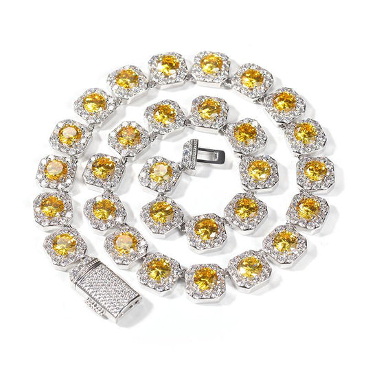 CARÁTIX - Hip Hop 3A+ CZ Stone Paved Bling Iced Out 12.5mm Tennis Link Chain Bracelets Necklaces for Men Women Unisex Rapper Jewelry Valentine's Day Gift for Men & Girls & Boys Mothers' Day Gift #Springtok