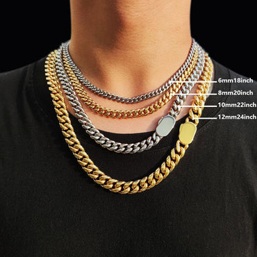 CARÁTIX – Custom Logo Miami Curb Cuban Link Chain Necklace | Hip Hop Iced Out Jewelry for Men & Women, Street Style Fashion