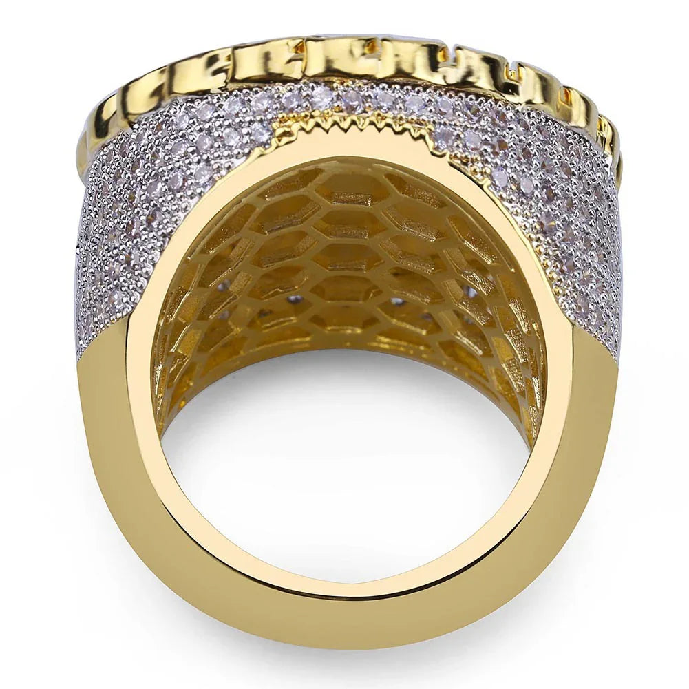 Men's Iced Out Praying Hands Ring | Large Micro-Pave Signet | Caratix