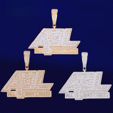 Iced Out "All Bout Loyalty" Pendant | Men's Street Motto Necklace | Premium Copper CZ Slogan Jewelry | Brotherhood Bling | Caratix - CaratixJewelry
