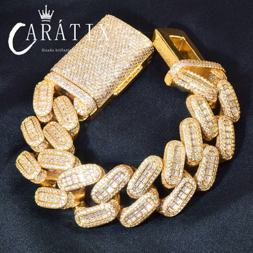 CARÁTIX 28mm T-Square Cuban Chain | Iced Out Heavy Hip Hop Necklace for Men & Women