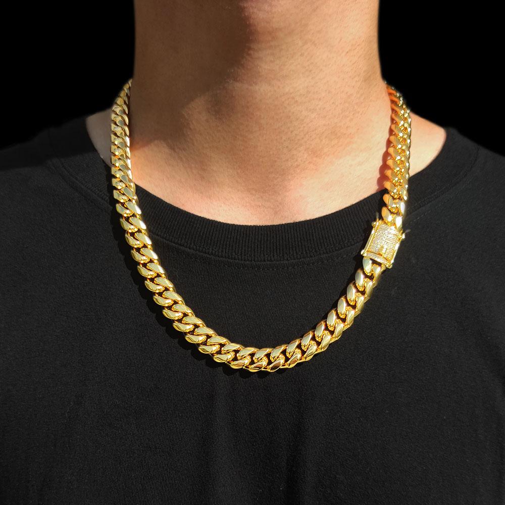 CARÁTIX – 12mm Miami Cuban Curb Link Chain Necklace | 316L Stainless Steel Trendy Jewelry for Men & Women