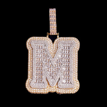 Iced and Two Layers Iced Out Initial Custom Name Necklace Pendant - Luxury Custom Jewelry - CaratixJewelry