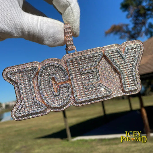 Lux Design Two Layers Iced Out Personalized Custom Name Necklace Pendant – Luxury Hip Hop Jewelry for Men & Women - CaratixJewelry