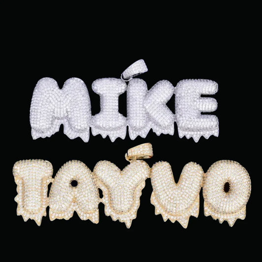 Drippy Letters Iced Out Personalized Custom Name Necklace Pendant - Luxury Custom Jewelry - CaratixJewelry