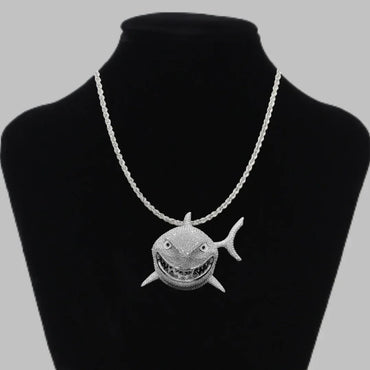 Shark Iced Out Pendant Necklace – Custom Hip Hop Jewelry for Men - CaratixJewelry