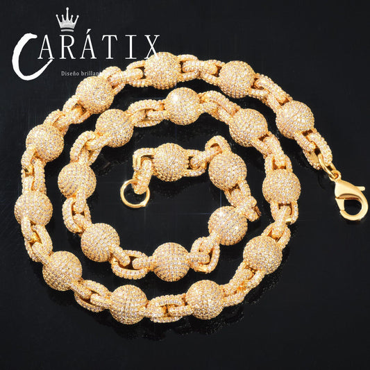 CARÁTIX - Hip-hop Round Bead Sphere Design Street Rap Chain Necklace Personalized Trend Hip Hop Jewelry Necklace for Men & Women