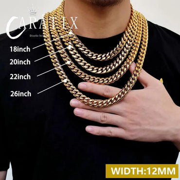 CARÁTIX – 2024 Hip Hop Miami Cuban Link Chain Necklace | Iced Out Jewelry for Men & Women, Street Style Fashion