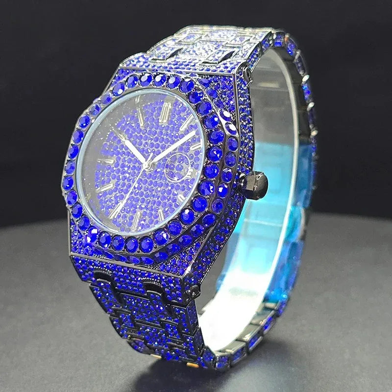 Octagonal Luxury Men's Watch with Big Zircon Bezel | Iced Out Quartz Hip Hop Hand Clock | Unique Dropshipping Watch | Caratix - CaratixJewelry