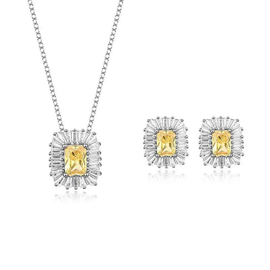 s925 Silver Jewelry Moissanite Necklace & Earrings - CaratixJewelry