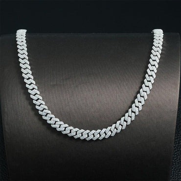 8mm Double-Row Moissanite Cuban Link Chain – S925 Sterling Silver -Cut Iced-Out Hip Hop Necklace - CaratixJewelry