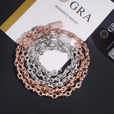 8mm Glossy Bead Cuban Link Chain – S925 Sterling Silver Hip Hop Necklace with Box Clasp - CaratixJewelry