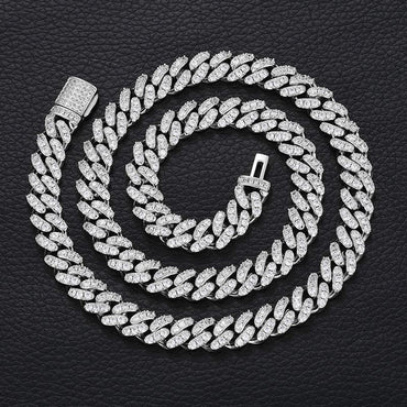 8mm Moissanite Chain Necklace – S925 Sterling Silver Iced-Out Hip Hop Jewelry with High-Quality Box Clasp - CaratixJewelry
