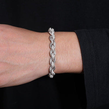 8mm Moissanite Rope Chain – 925 Sterling Silver Cuban-Style Hip Hop Streetwear Necklace - CaratixJewelry