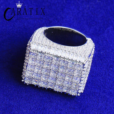 CARÁTIX Rectangle CZ Ring | Plated High Quality Hip Hop Jewelry for Men