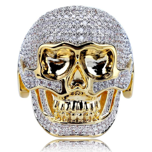 Men's Iced Out Skull Ring | Gothic Punk Micro-Pave Zirconia Band | Caratix