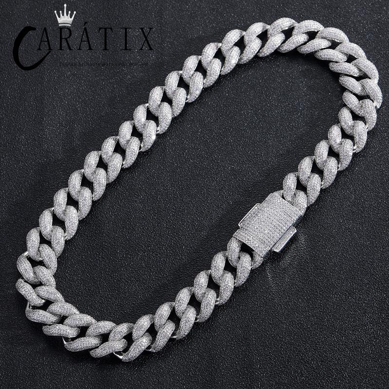 CARÁTIX Iced Out Round CZ Cuban Miami Link Chain Necklace – Hip Hop Jewelry in Gold & Silver for Men & Women
