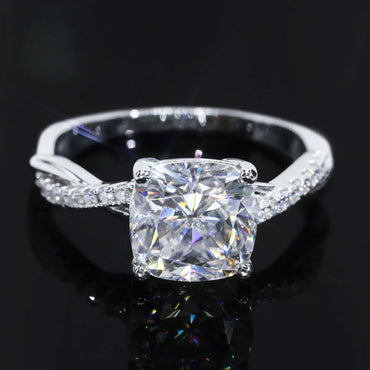 3ct Cushion-Cut Moissanite Engagement Ring | S925 Silver Luxury Women’s Bridal Jewelry - CaratixJewelry