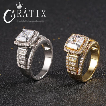 CARÁTIX Big Zircon Ring | True Electroplated Micro-Inlaid Hip Hop Jewelry for Men