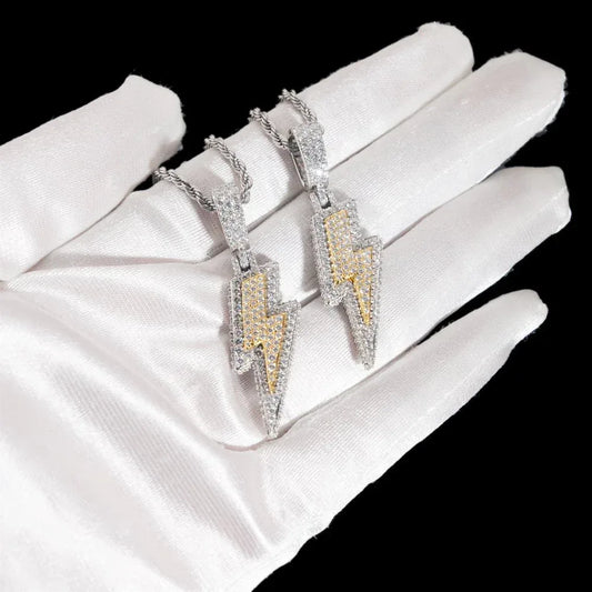 925 Silver Full Moissanite Pendant – Hip-Hop Street Dance Style, Men’s Trendy Two-Tone Pendant - CaratixJewelry