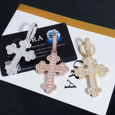 925 Silver Moissanite Cross Pendant – Hip-Hop Style, High-Quality Jewelry - CaratixJewelry