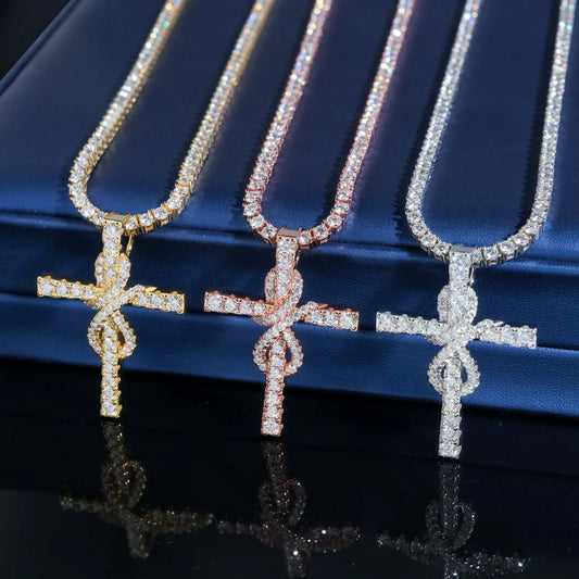 925 Silver Moissanite Hip-Hop Cross Pendant – Trendy Jewelry, High-Quality Design - CaratixJewelry