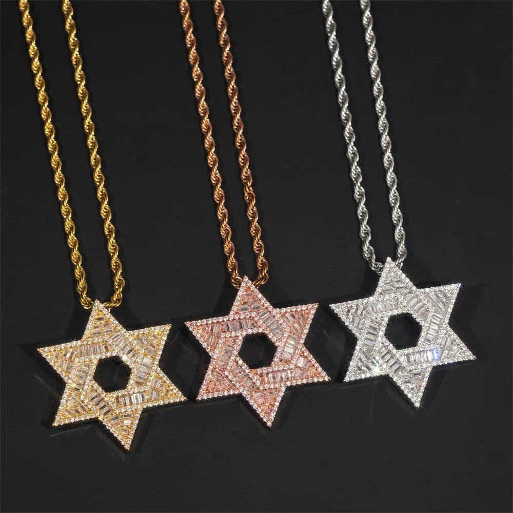 925 Silver Moissanite Star Pendant – European & American Hip-Hop Jewelry, In Stock - CaratixJewelry