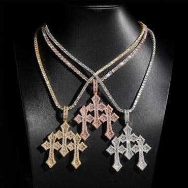 925 Sterling Silver Moissanite Cross Pendant Necklace – Classic Sparkling Christian Jewelry - CaratixJewelry