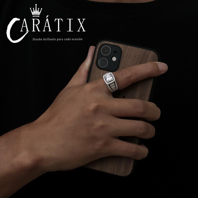 CARÁTIX Big Zircon Ring | True Electroplated Micro-Inlaid Hip Hop Jewelry for Men