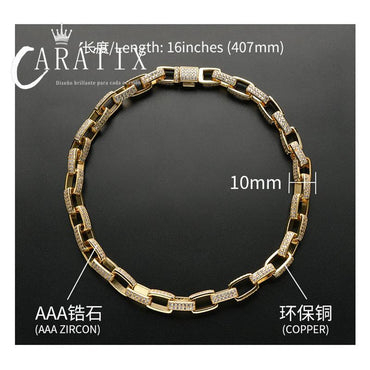 CARÁTIX 7"-28" Square Link Chain Bracelet – 5A+ CZ Iced Out Hip Hop Bling Jewelry for Men & Women | Rapper Gift