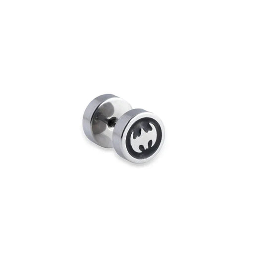 Mens Stainless Steel Barbell Stud Earrings - Star & Dumbbell