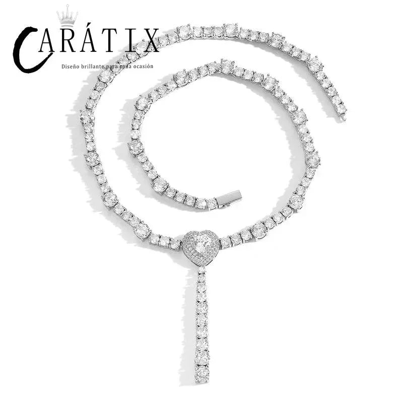 CARÁTIX Heart Tennis Chain | 5A+ CZ Iced Out Hip Hop Choker Necklace for Men & Women - CaratixJewelry