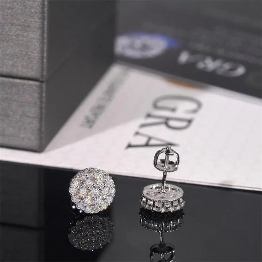 New S925 Silver D Color Moissanite Round Stud Earrings - CaratixJewelry