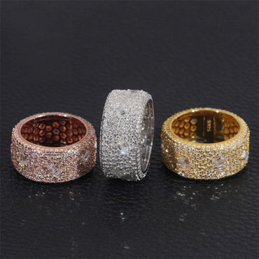 Bold Moissanite Band Ring | S925 Silver Men’s Full Iced Out Hip Hop Jewelry - CaratixJewelry